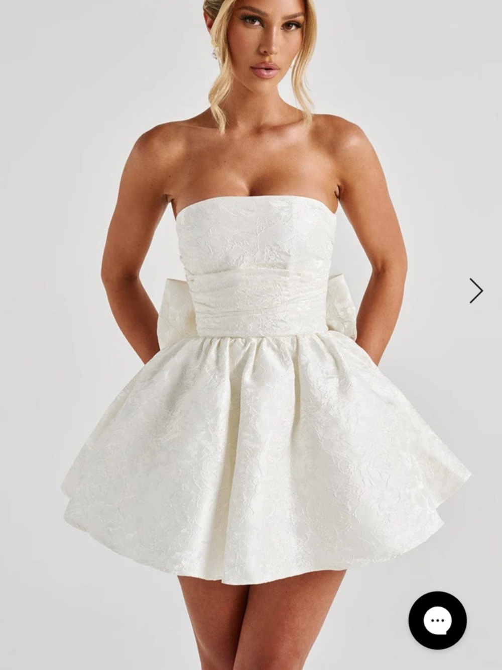 Strapless White Mini Dress with Bow Back
